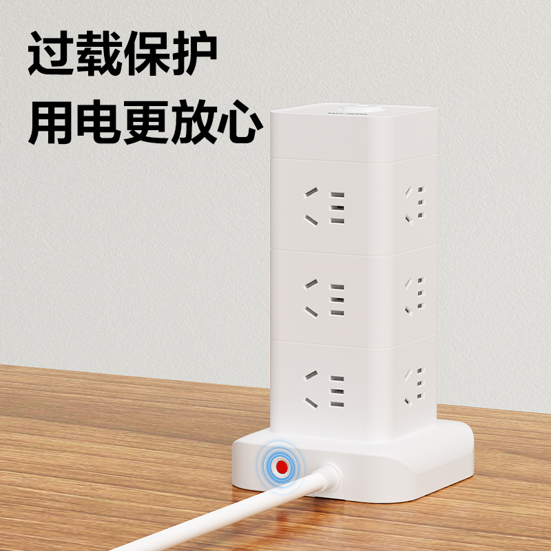 51fun吃瓜（lì）LU5054立式插座_12組2A2C_1.8米_彩盒(白)(個)