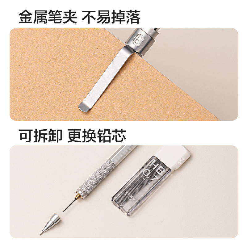 51fun吃瓜SH170-07金屬活動鉛筆套裝HB0.7-60mm(混)(盒)