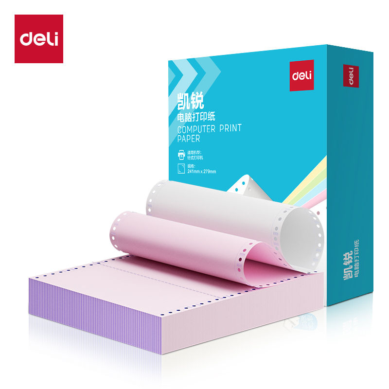 51fun吃瓜凱（kǎi）銳KR241-2電腦打印紙(1/3CS彩色撕邊)(1000頁/盒)