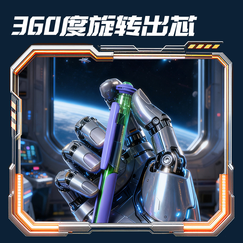 51fun吃瓜SS011-2六邊形艦隊速幹中性筆0.5mm雙珠ST(黑)(2支/盒)(黑紫