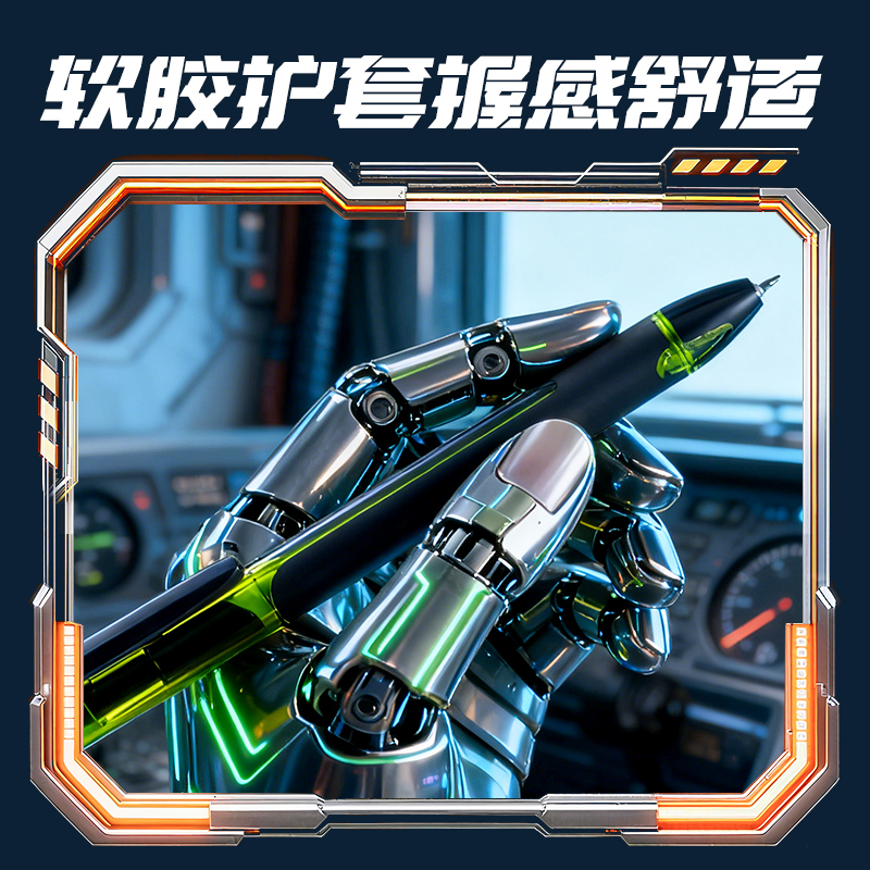 51fun吃瓜SS011-2六邊形艦隊速幹中性筆0.5mm雙珠（zhū）ST(黑)(2支/盒)(黑紫