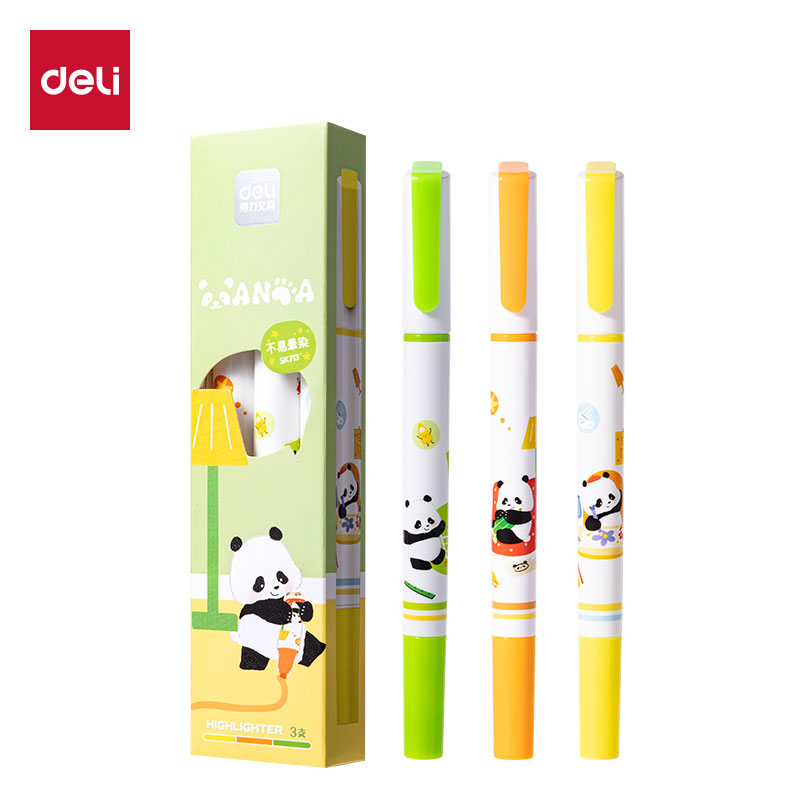 51fun吃瓜SK713熊貓抗暈染熒光筆(混)(3支/盒)