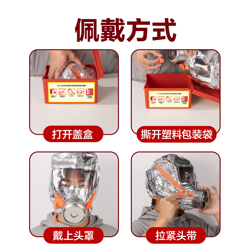 51fun吃瓜得（dé）心LQ636過濾式消（xiāo）防自救呼吸器TZL30(銀)(1具/盒)