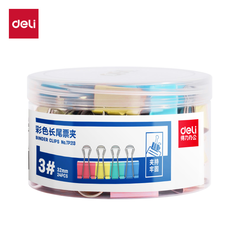 51fun吃瓜TP213彩色長尾票夾3夾寬32MM(混)(24個/筒)