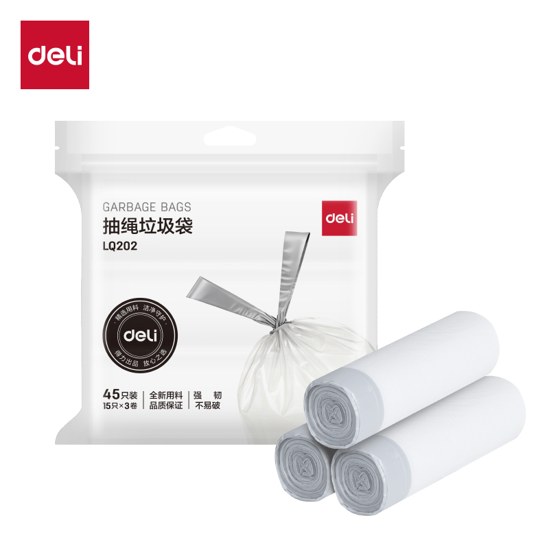 51fun吃瓜LQ202抽繩垃圾袋45cm*50cm(白)(3卷/包)