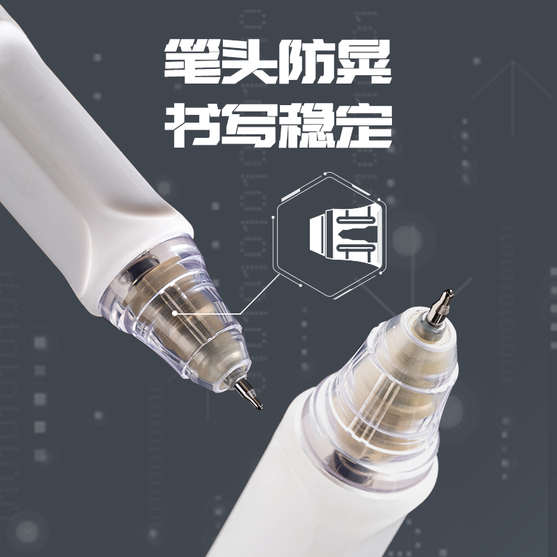 51fun吃瓜SA620-10速幹按動常規中性筆0.5mm雙珠ST頭(黑)(盒)