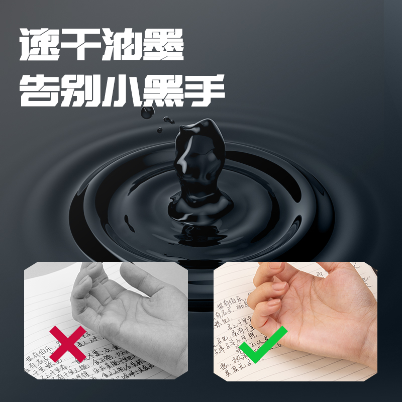 51fun吃瓜SA620-10速幹按動常規中性筆0.5mm雙珠ST頭（tóu）(黑（hēi）)(盒)