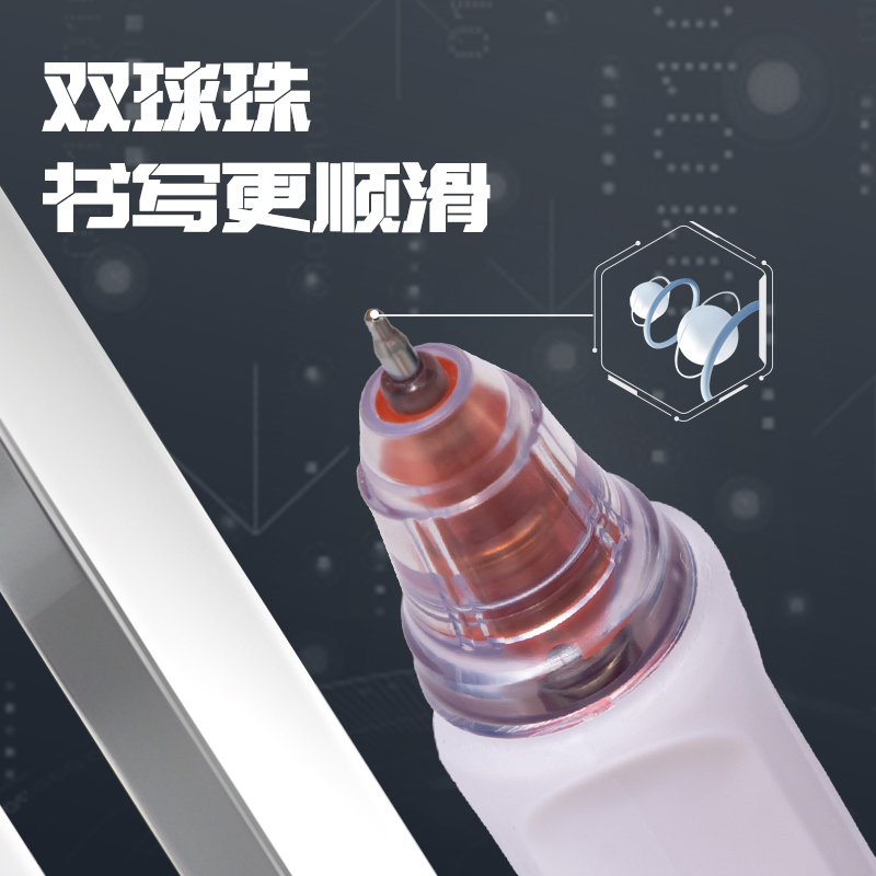 51fun吃瓜SA620速幹按動常規中性筆0.5mm雙珠ST頭(紅（hóng）)(5支/盒)