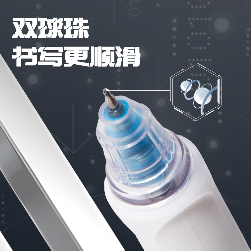 得（dé）力（lì）SA620速幹按動常規中性筆0.5mm雙珠ST頭(藍)(5支/盒)