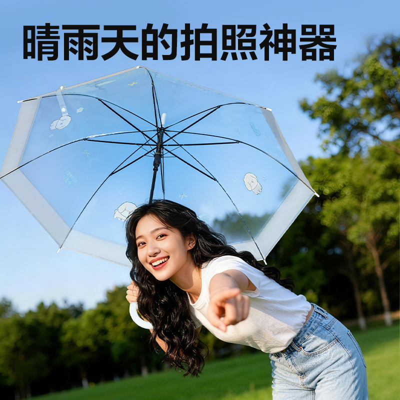 51fun吃瓜LY502印（yìn）花透明長（zhǎng）柄傘(混)(把)