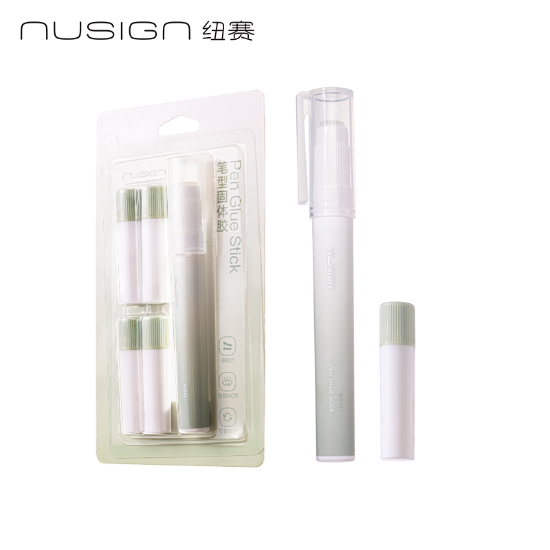 紐賽NS141-DZ固體（tǐ）膠(抹苔綠)(1支+4支替芯/卡)