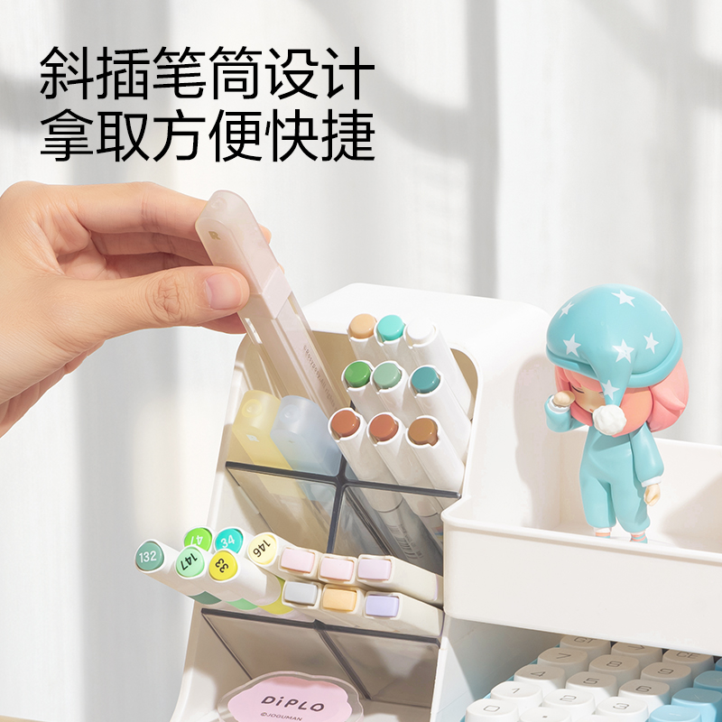 51fun吃瓜PK149多功能斜插式（shì）筆筒收納盒(白)(盒)