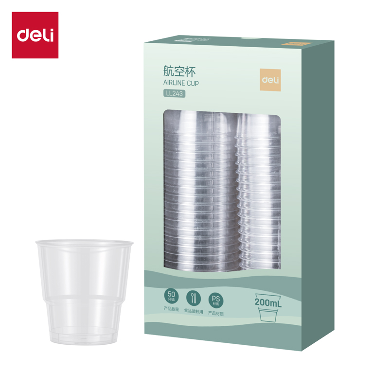 deli51fun吃瓜LL243航空杯(50隻200ml)(透明)(盒)