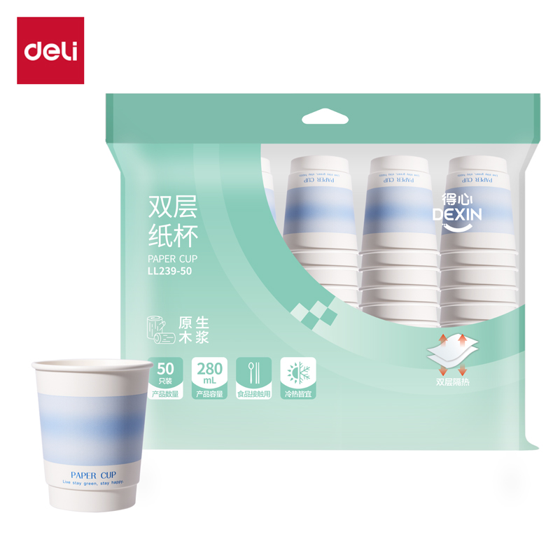 得（dé）力得心LL239-50紙杯(50隻280ml)(白)(袋)