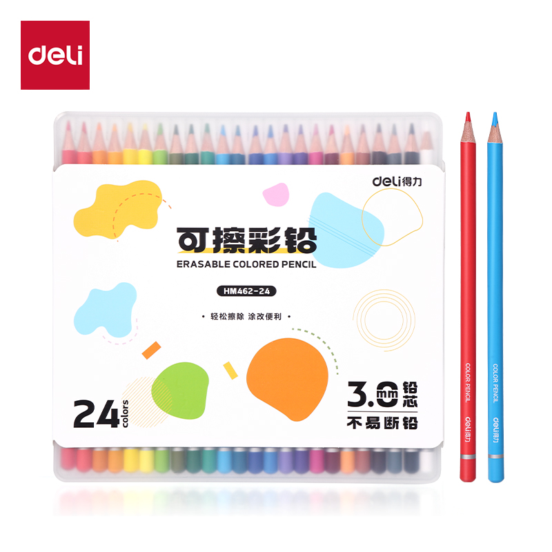 得（dé）力HM462-24圓杆可擦彩鉛(混)(24色（sè）/盒)