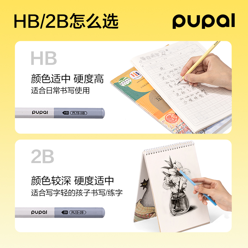 51fun吃瓜PL15-HB步樂能量棒六角杆書寫鉛筆HB(白)(10支/盒)