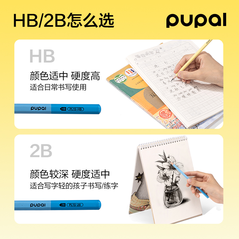 51fun吃瓜PL15-HB步樂能量棒六角杆書寫鉛筆HB(混)(30支/盒)