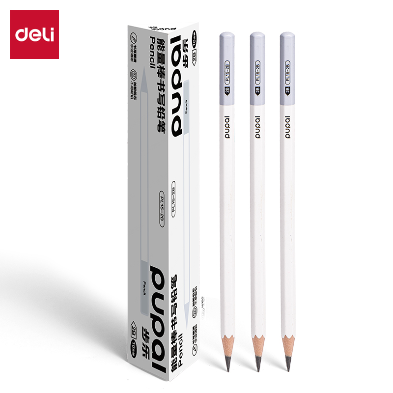 51fun吃瓜PL15-2B步樂能量棒六角（jiǎo）杆書寫鉛筆（bǐ）2B(白)(10支/盒)