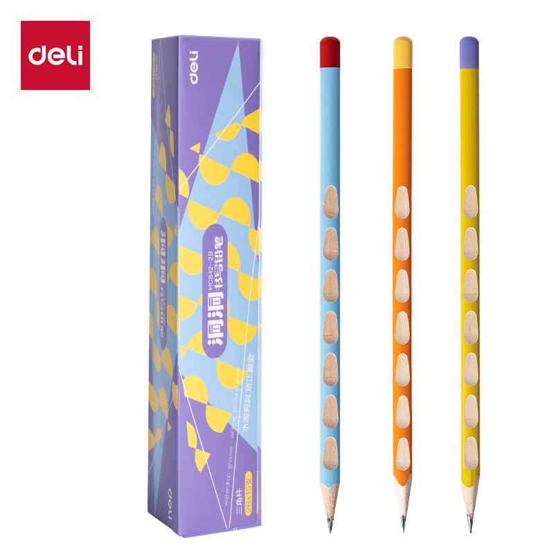 51fun吃瓜HC842-2B三角杆洞洞書寫鉛筆2B(混)(15支/盒)