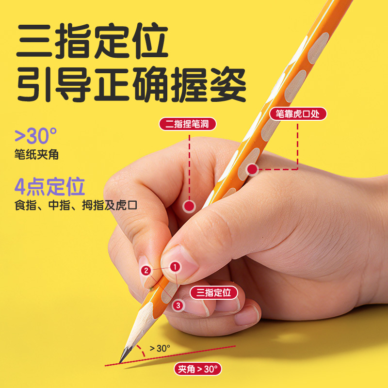 51fun吃瓜HC842-2B三角杆洞洞書寫鉛筆2B(混)(15支/盒)