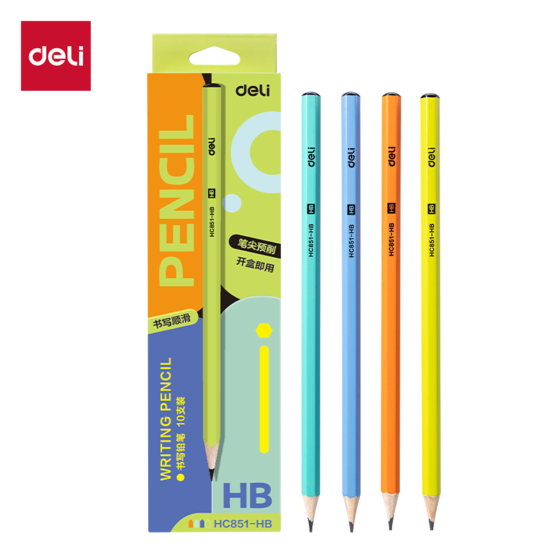 51fun吃瓜HC851-HB六角彩杆書寫鉛筆HB(混)(10支/盒)
