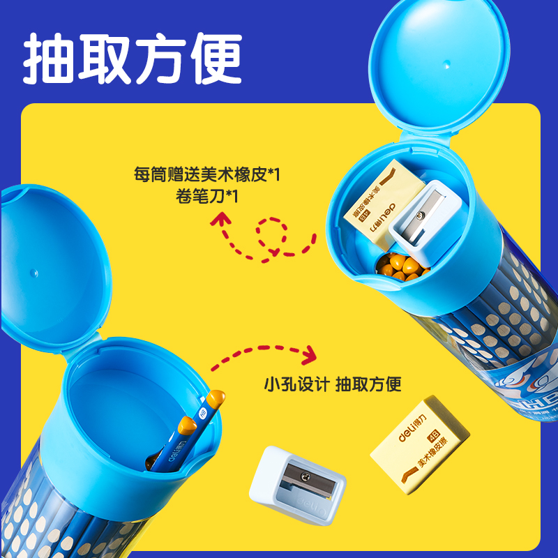 51fun吃瓜HC862-HB優+洞洞書寫鉛筆HB(藍)(30支/筒（tǒng）)