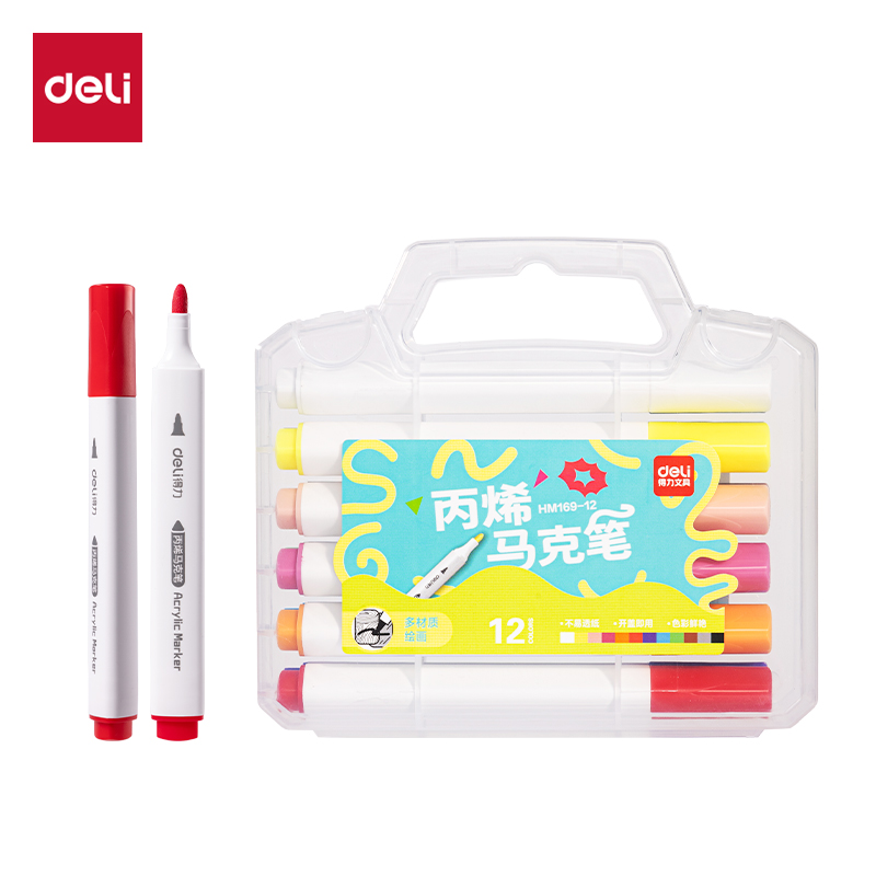 51fun吃瓜HM169-12PP盒三角杆丙烯馬克筆(混)(12色/盒)