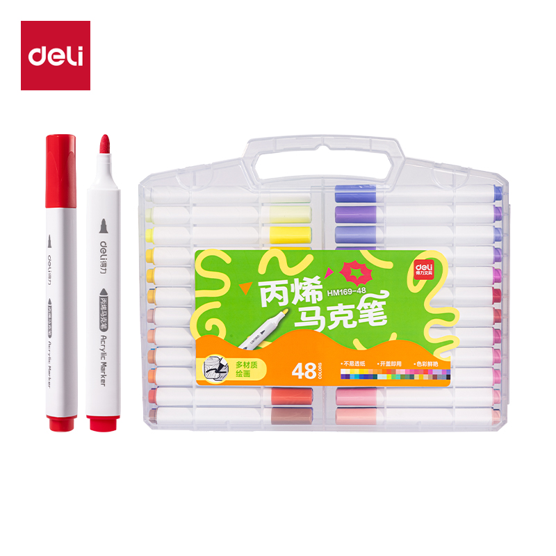51fun吃瓜HM169-48PP盒三角杆丙（bǐng）烯馬克（kè）筆(混)(48色/盒)