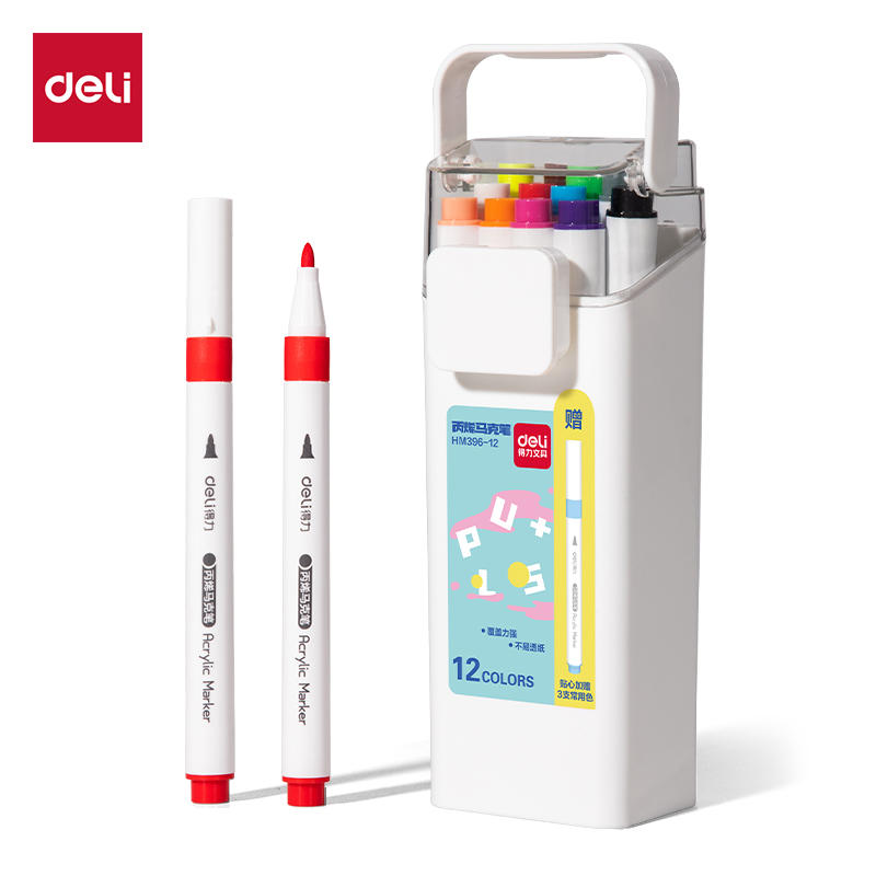 得（dé）力HM396-12加贈款PP桶圓（yuán）杆丙烯馬克筆(混)(12+3支/套)