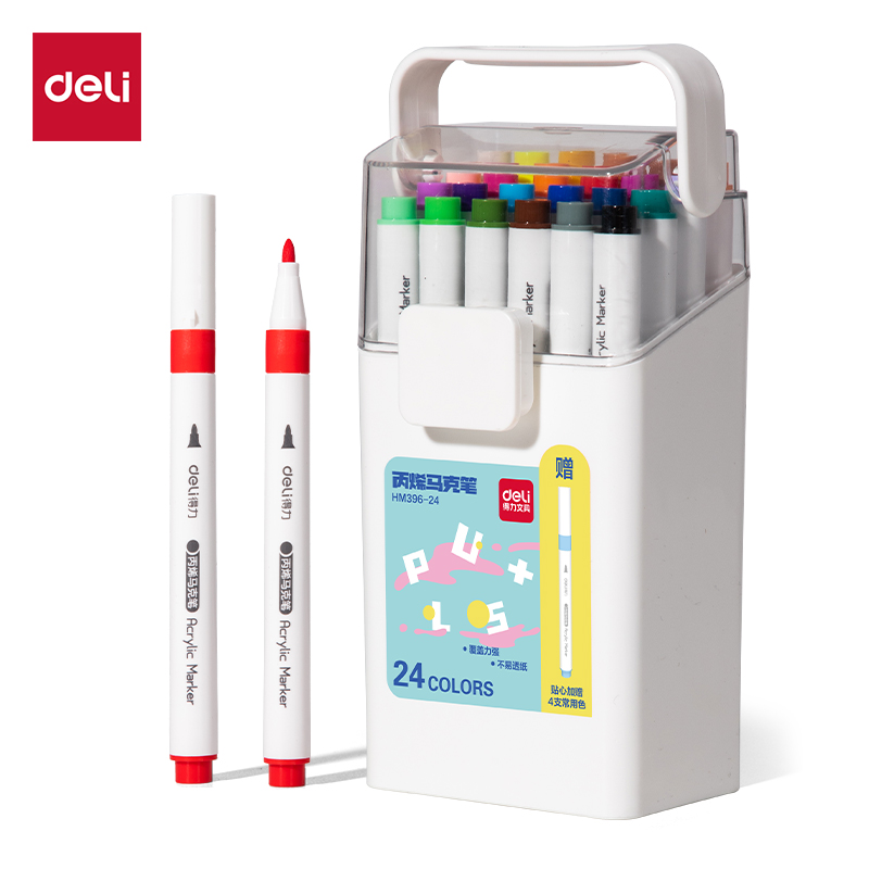 51fun吃瓜HM396-24加贈款PP桶圓杆丙烯馬克筆(混)(24+4支/套)