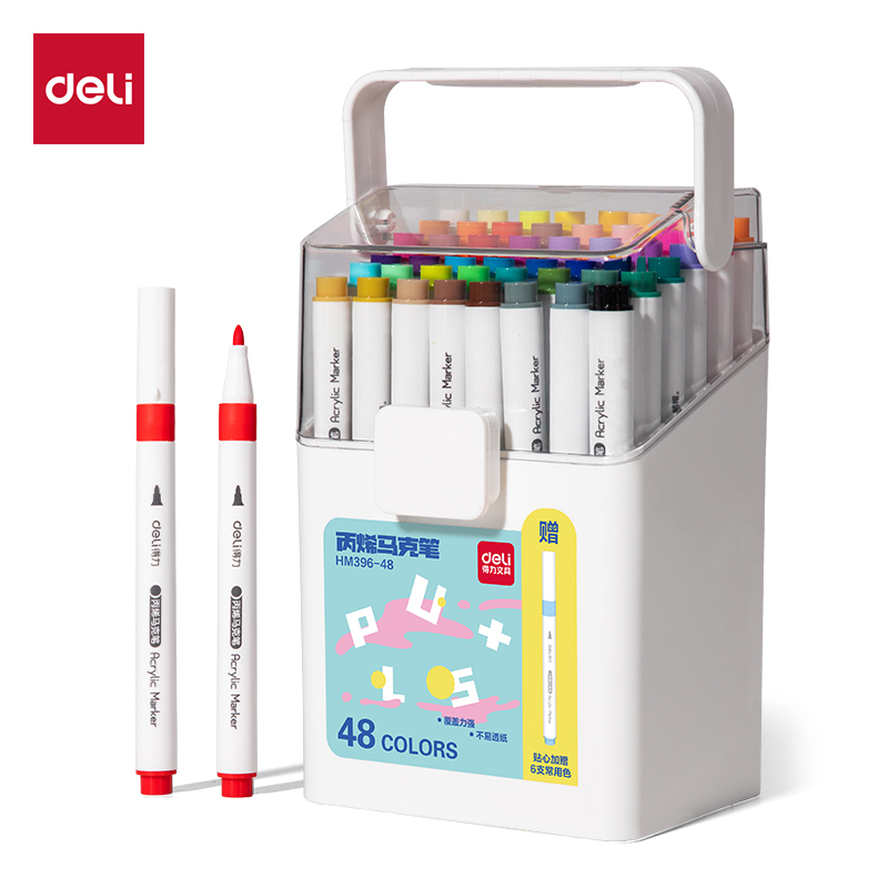 51fun吃瓜HM396-48加贈款PP桶圓杆（gǎn）丙烯馬克筆(混)(48+6支/套)