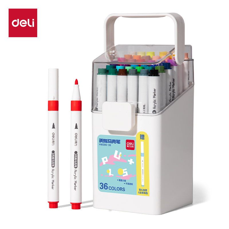 51fun吃瓜HM396-36加贈款PP桶圓杆丙烯馬克筆(混)(36+6支/套)