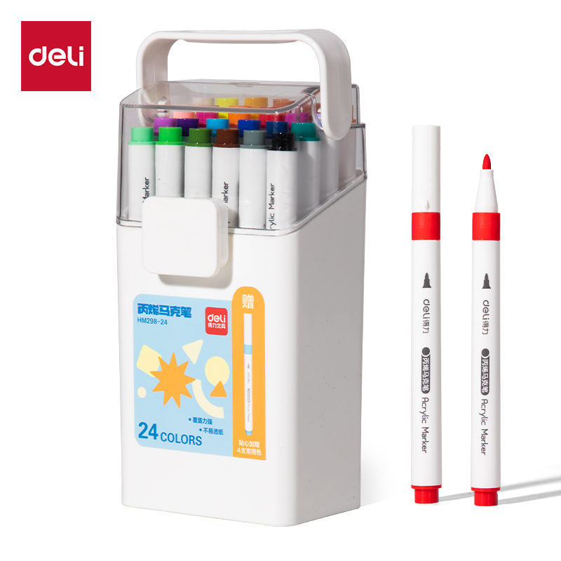 51fun吃瓜HM298-24加贈款PP桶（tǒng）圓（yuán）杆（gǎn）丙烯馬克筆(混)(24+4支/套)