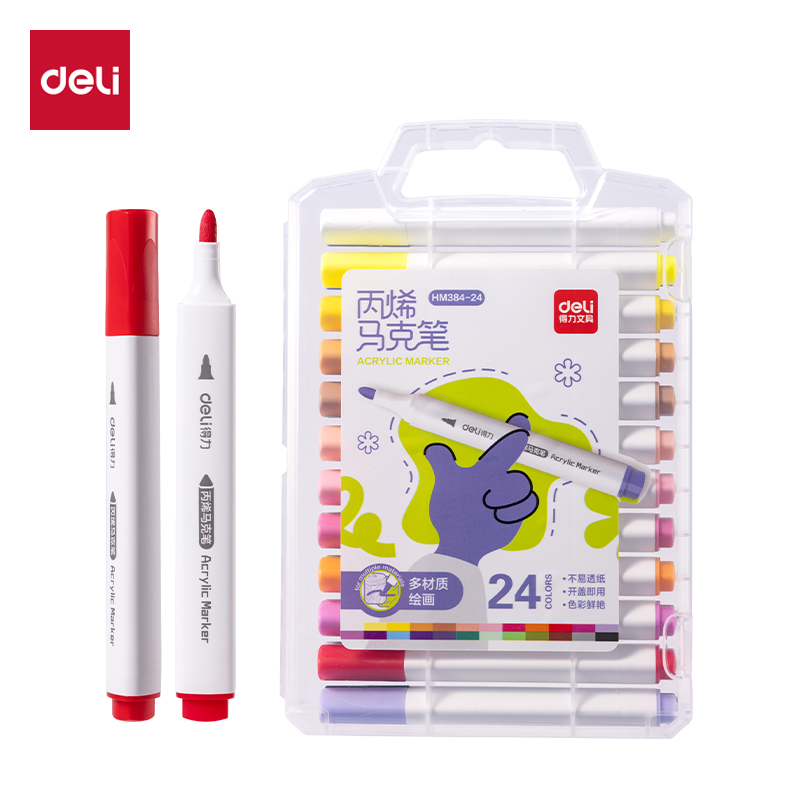 51fun吃瓜HM384-24PP盒三角杆丙烯馬克筆(混)(24色/盒)