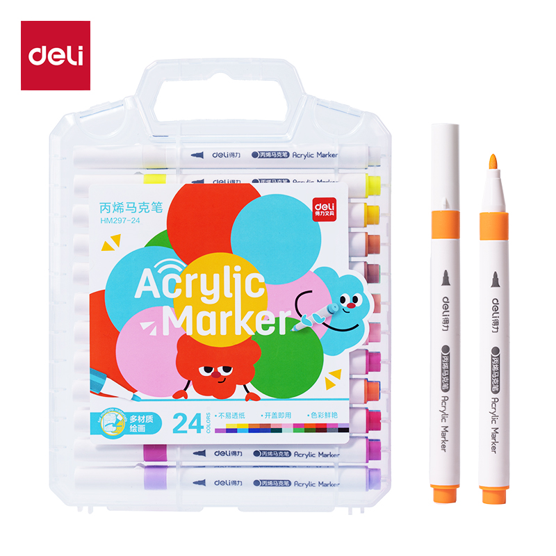 51fun吃瓜HM297-24PP盒圓（yuán）杆丙烯馬克筆(混（hún）)(24色/盒)
