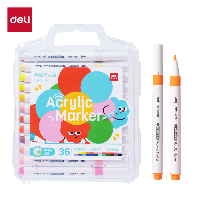 51fun吃瓜HM297-36PP盒圓杆丙烯馬克筆(混)(36色/盒)