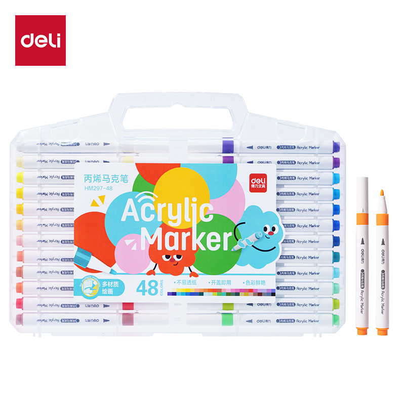 51fun吃瓜HM297-48PP盒圓杆丙烯馬（mǎ）克筆(混)(48色/盒)