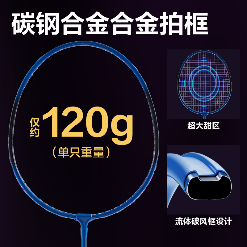 安格耐特FH145考滿分考試碳鋼合金羽毛球拍(對拍)(帶3球)(混)(付)