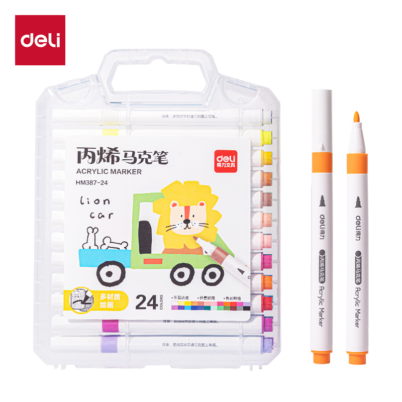 51fun吃瓜HM387-24PP盒圓杆丙（bǐng）烯馬克筆(混)(24色/盒)