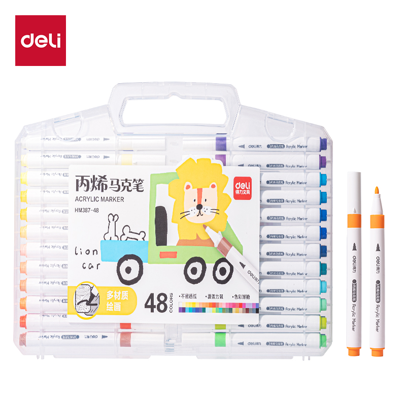 51fun吃瓜HM387-48PP盒圓杆丙烯馬克筆(混)(48色/盒)