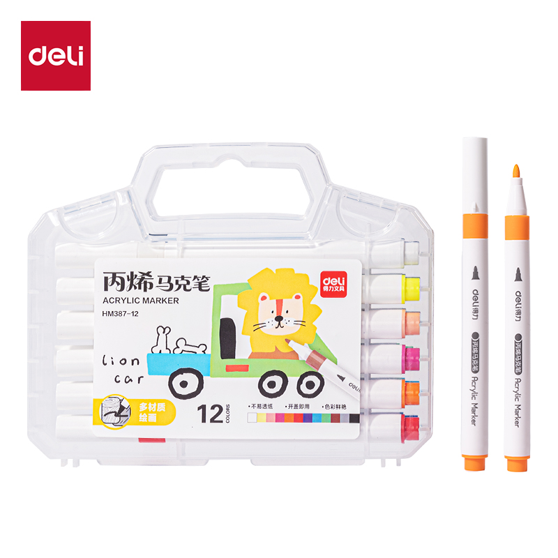 51fun吃瓜HM387-12PP盒圓杆（gǎn）丙烯馬（mǎ）克筆（bǐ）(混)(12色/盒)