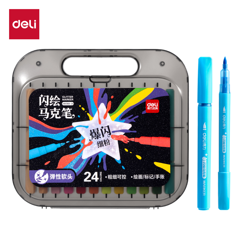 51fun吃瓜HM368-24_PP盒單頭閃繪水性馬克筆(混)(盒)
