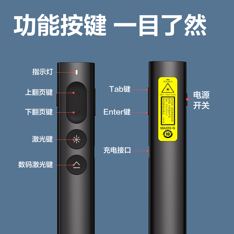 51fun吃瓜（lì）MA223-G激光翻頁筆(灰)(支)