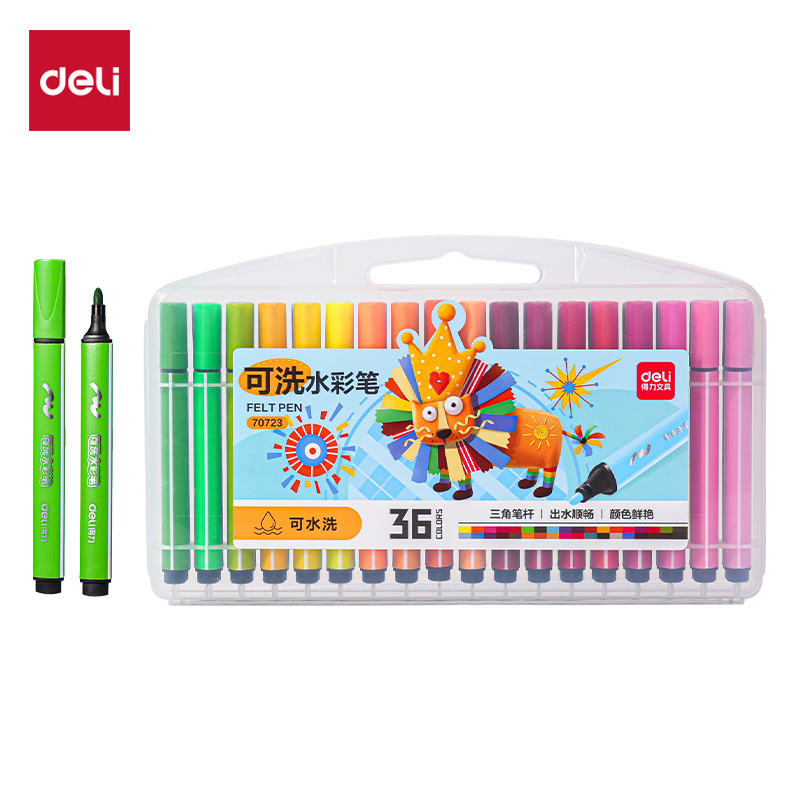 51fun吃瓜70723A_PP盒裝粗三角（jiǎo）杆可洗（xǐ）水彩筆(混)(36色/盒)