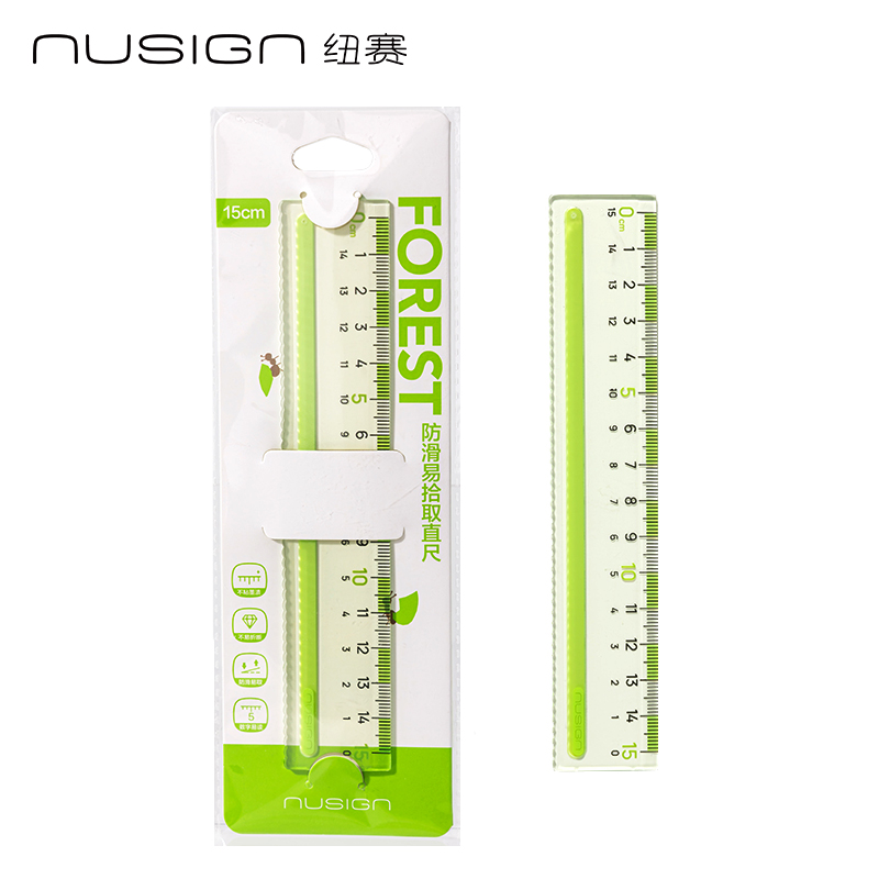 紐賽NS095-1F目愈（yù）森（sēn）林防（fáng）滑易拾取直尺-15cm(綠)(把（bǎ）)
