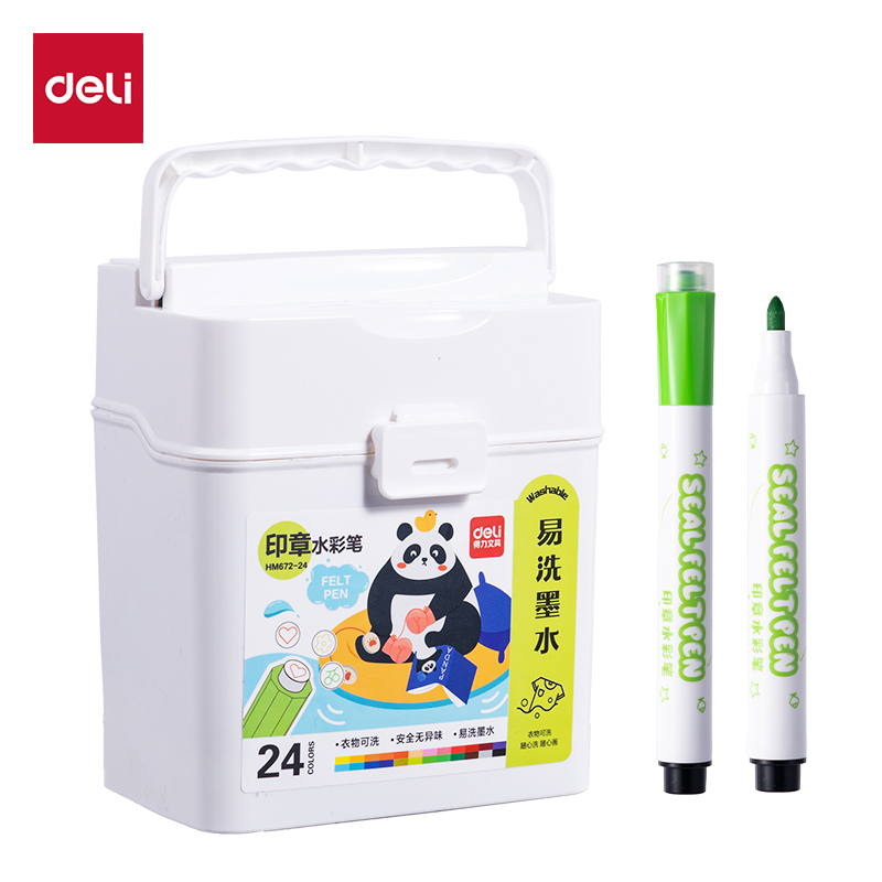 51fun吃瓜HM672-24_PP筒裝圓杆（gǎn）印章水彩筆水彩筆(混)(24色/筒)