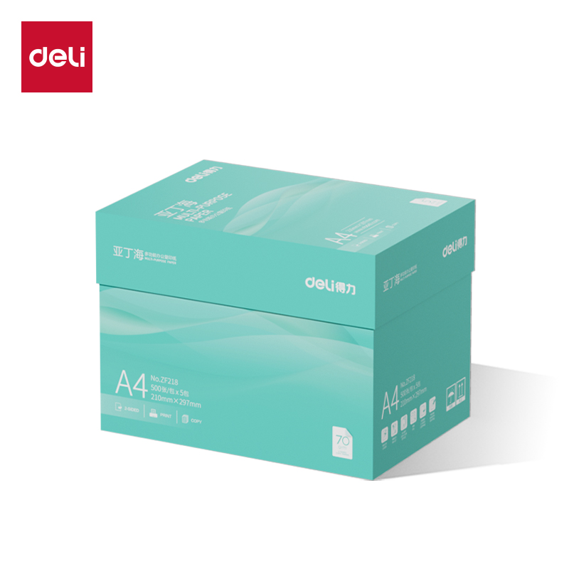 得（dé）力ZF218亞丁海（hǎi）複（fù）印紙A4-70g-5包(綠（lǜ）色包裝)(包)