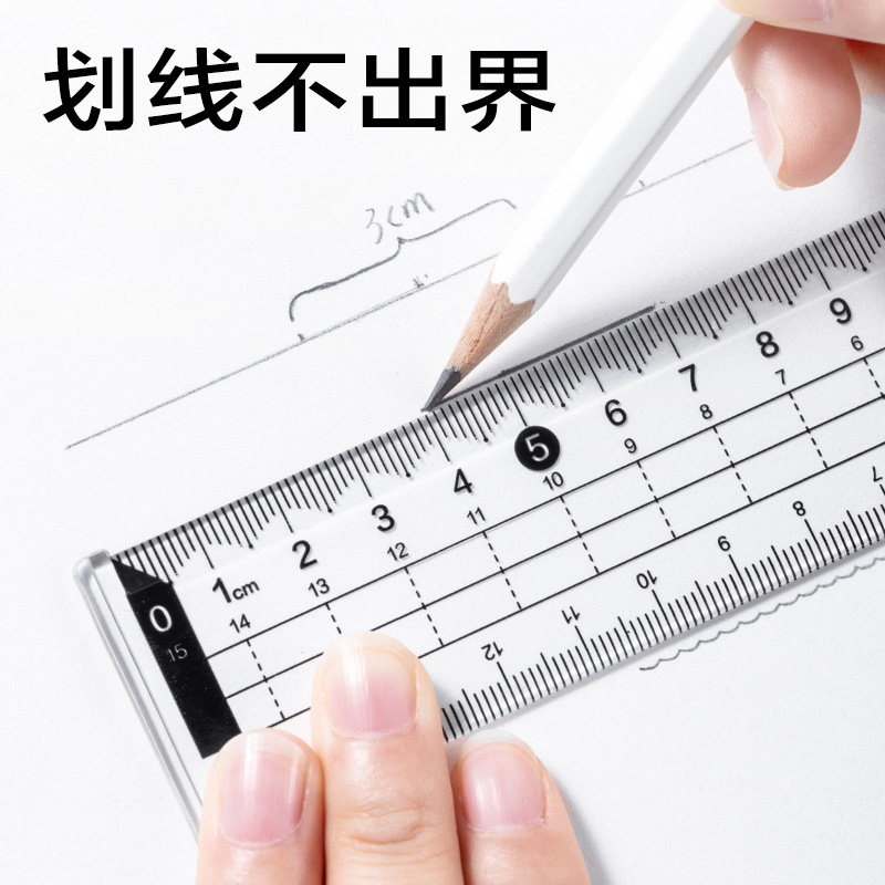 51fun吃瓜JX111-15Z簡係（xì）亞（yà）克力0刻度直尺15cm(透明)(把)