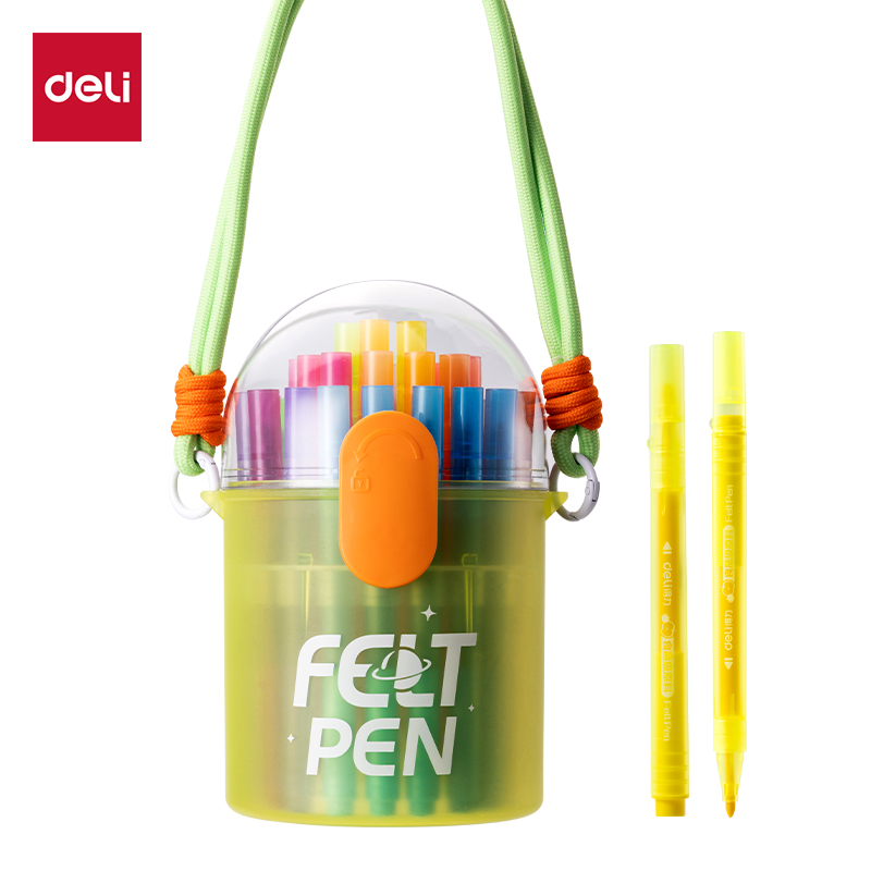 51fun吃瓜HM671-36靈感艙PP桶裝食品級細圓杆水（shuǐ）彩筆(混)(36色（sè）/桶)