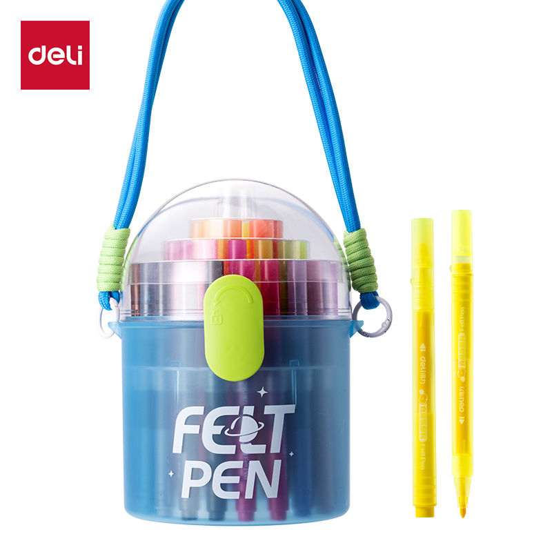 得（dé）力HM671-48靈感艙PP桶裝食品級細圓（yuán）杆水（shuǐ）彩筆(混)(48色/桶)